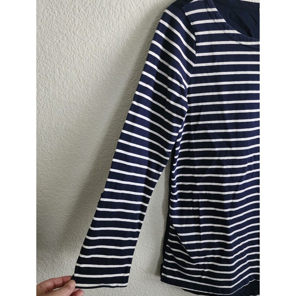 GAP Women's Boat Neck Navy Blue Striped Casual Small Top - Picture 4 of 7